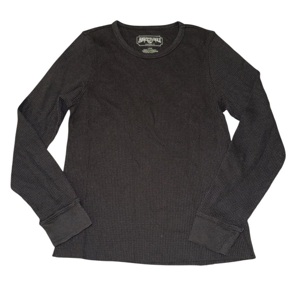 American Eagle black waffle knit long sleeve women’s size large